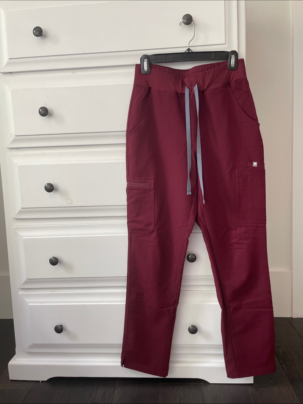 FIGS Women's Yola High-Rise Slim Scrub Pants in Burgundy